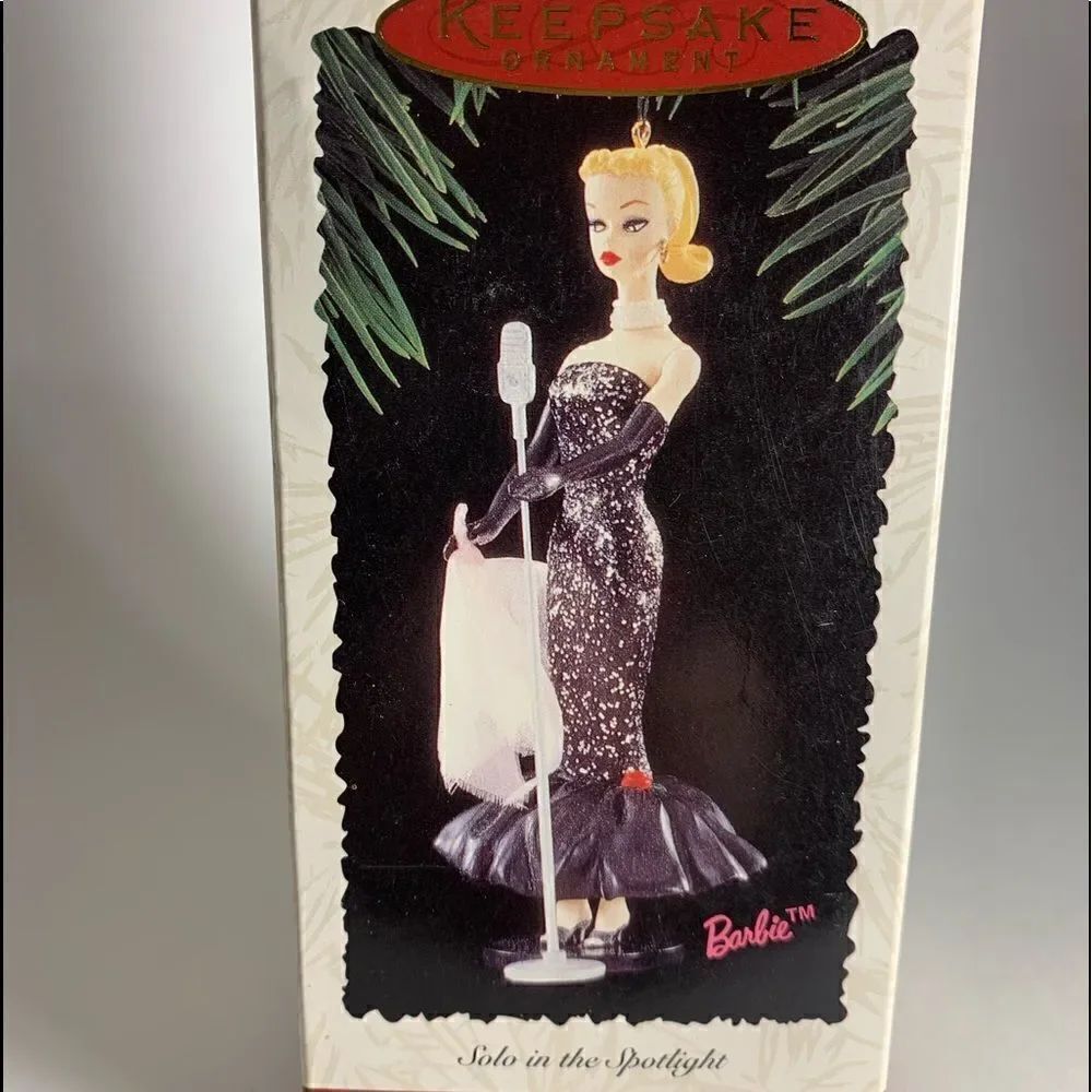 Barbie Keepsake Ornament Solo The Spot Light Evening Gown Microphone Dated 1995